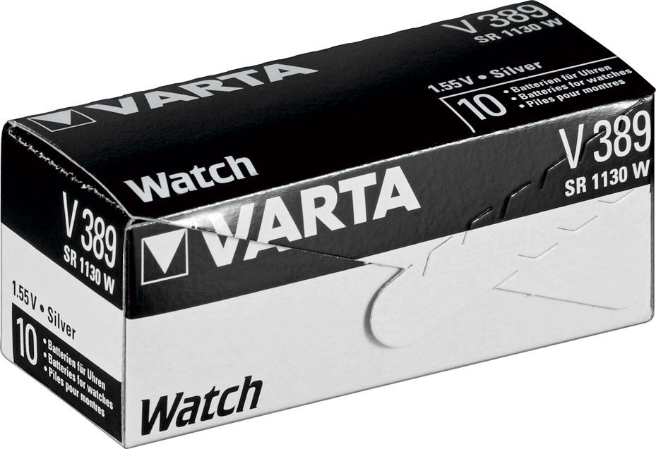 Preview: VARTA Watch Knopfzelle Uhrenbatterie Silberoxid V389 SR54 SR1130 SG10 1er Blister