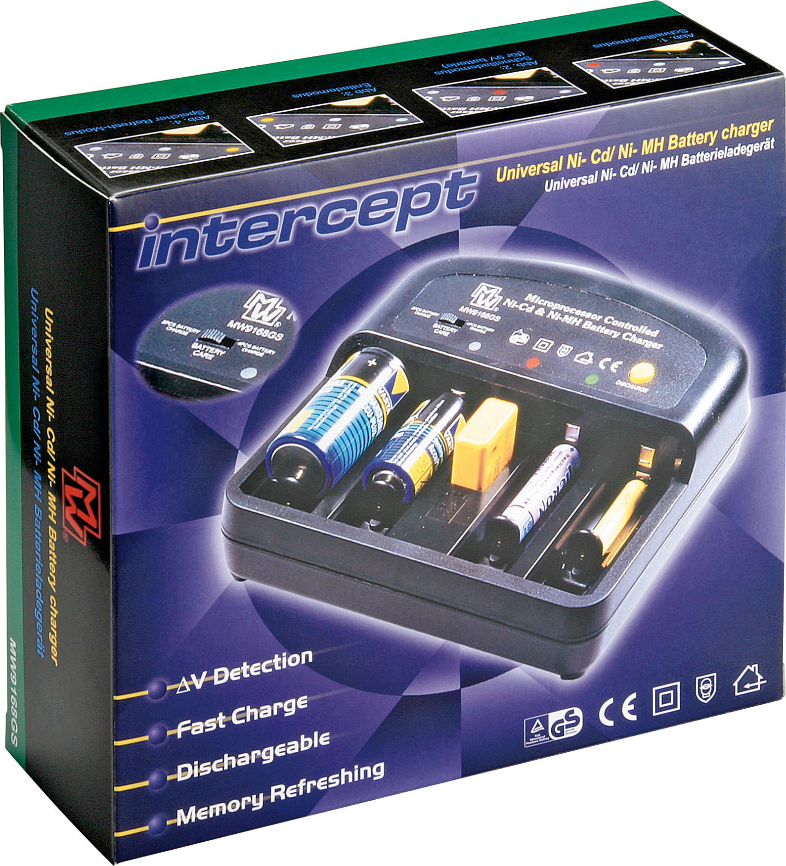 Preview: Universales Ladegerät für NiCd und NiMH; CHARGER MW 9168 GS Universalladegerät