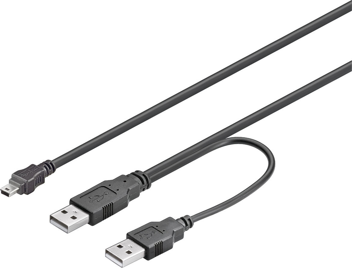 Preview: USB 2.0 Hi-Speed Dual-Power Kabel; USB MINI-B 5 pin 060 Y-Power 0.6m