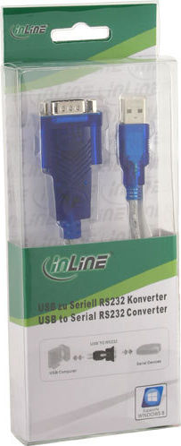 Preview: InLine USB Adapterkabel USB A St->9pol Sub D Stecker 20cm silber/blau