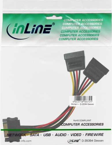 Preview: InLine SATA Strom-Y-Kabel SATA Buchse an 2x SATA Stecker 0,15m