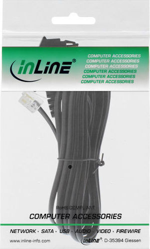 Preview: 6m TAE-F Kabel, für Telekom/Siemens-Geräte, TAE-F Stecker an RJ11 Stecker