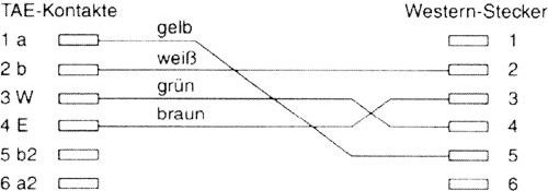Preview: 6m TAE-F Kabel, für Telekom/Siemens-Geräte, TAE-F Stecker an RJ11 Stecker
