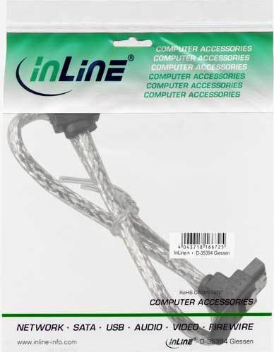 Preview: InLine SATA 6Gb/s Kabel rund mit Lasche gewinkelt transparent 0,3m