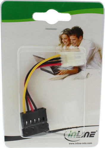 Preview: InLine SATA Stromadapterkabel 1x3,5" Buchse an 15pol SATA Stecker mit Lasche