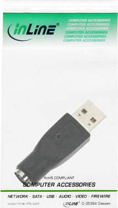 Preview: InLine USB PS/2 Adapter Stecker A auf PS/2 Buchse