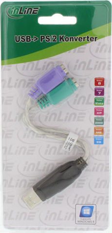 Preview: InLine USB PS/2 Konverter USB Stecker A 2x PS/2 Buchse für Maus & Tastatur