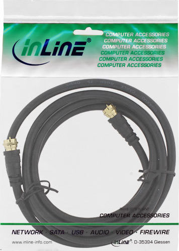 Preview: 5m SAT-Anschlusskabel, 2x geschirmt mit Filter, 2x F-Stecker, >85dB, schwarz