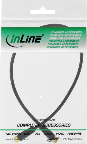 Preview: InLine SAT-Anschlusskabel 2xgeschirmt + Filter 2xF-Stecker>85dB schwarz 0,5m