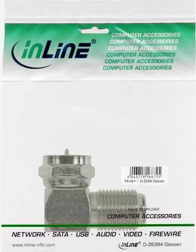 Preview: InLine F-Winkeladapter, F-Stecker / F-Buchse, Metall