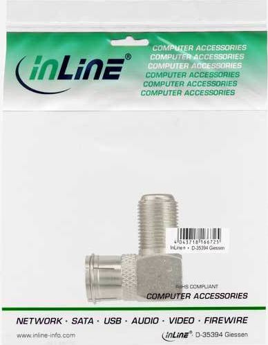 Preview: InLine Adapter F-Quick-Stecker (SAT) auf F-Buchse (SAT), gewinkelt