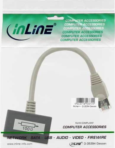 Preview: InLine ISDN Verteiler, 2x RJ45 Buchse, 15cm Kabel, mit Endwiderständen