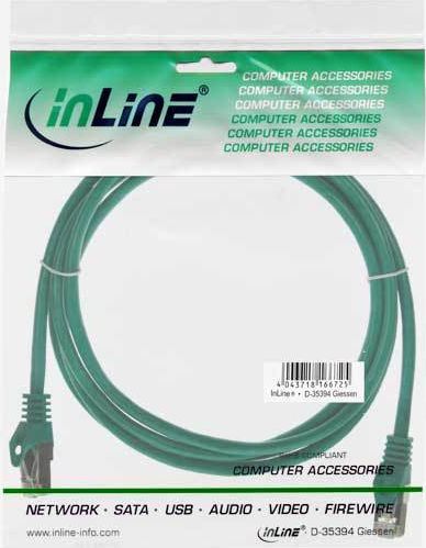 Preview: InLine Cat 5e Patchkabel F/UTP RJ 45 - Stecker Folienschirmung grün 0,5m