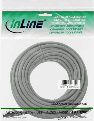 Preview: InLine Cat 5e Patchkabel F/UTP RJ 45 - Stecker Folienschirmung grau 10m