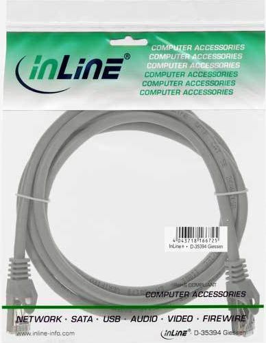 Preview: InLine Cat 5e Patchkabel F/UTP RJ 45 - Stecker Folienschirmung grau 1,5m