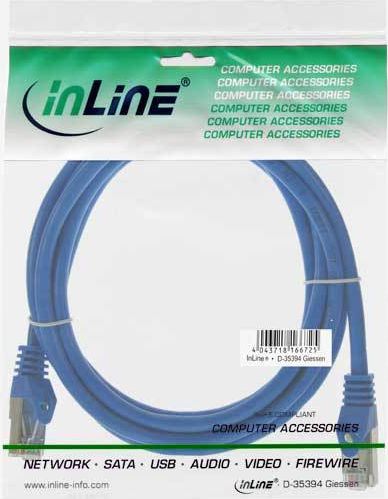 Preview: InLine Cat 5e Patchkabel F/UTP RJ 45 - Stecker Folienschirmung blau 1,5m