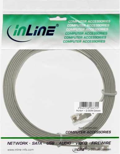 Preview: InLine Patchkabel flach, U/UTP, Cat.6, grau, 0,5m