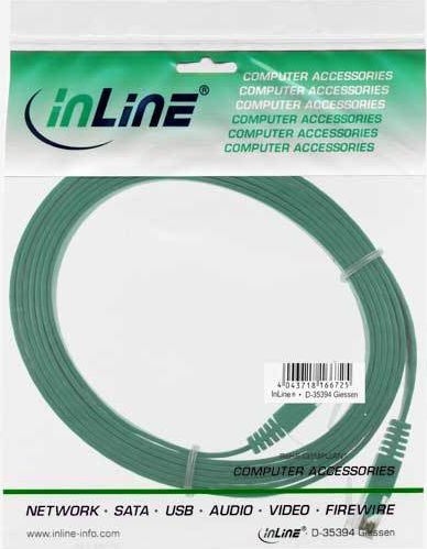 Preview: InLine Patchkabel flach, U/UTP, Cat.6, grün, 0,5m