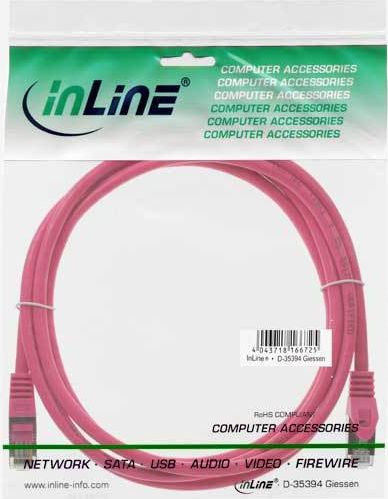 Preview: InLine Cat 5e Patchkabel SF/UTP RJ 45 - Stecker Folienschirmung pink 1,5m