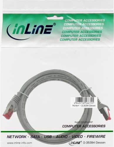 Preview: InLine Patchkabel, S/FTP (PiMf), Cat.6, grau, 0,5m