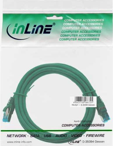 Preview: InLine Patchkabel Cat.6A, S/FTP (PiMf), halogenfrei, 500MHz, grün, 2m