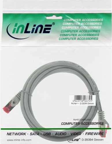 Preview: InLine Patchkabel, S/FTP (PiMf), Cat.6, halogenfrei, grau, 3m