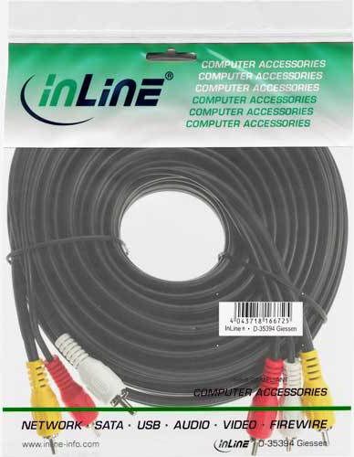 Preview: InLine® Cinch Kabel, Audio&Video, 3xStecker/3xStecker, schwarz, 5m