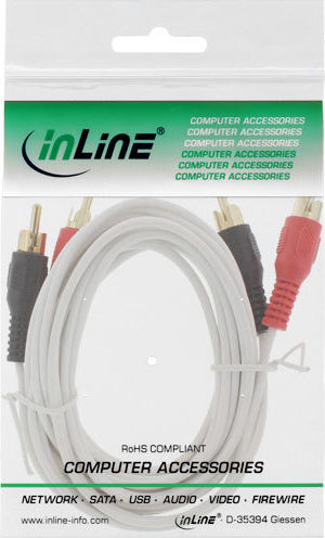 Preview: InLine Cinch Kabel, Audio, 2xStecker/2xStecker, weiß, 2m