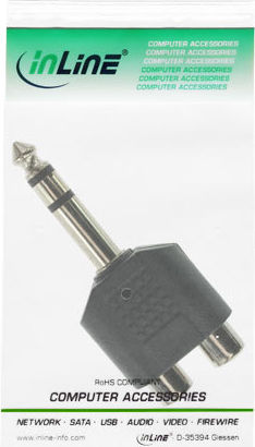 Preview: InLine Audio Adapter 6,3mm Klinke St->2x Cinch Bu Stereo schwarz