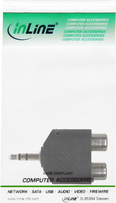 Preview: InLine Audio Adapter 3,5mm Klinke St->2x Cinch Bu Stereo schwarz