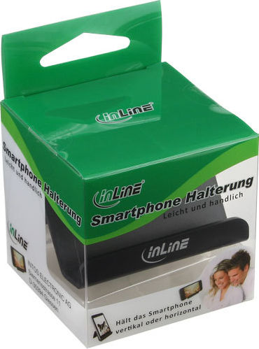 Preview: InLine Smartphone und Handy Halterung für Schreibtisch / Regal, schwarz