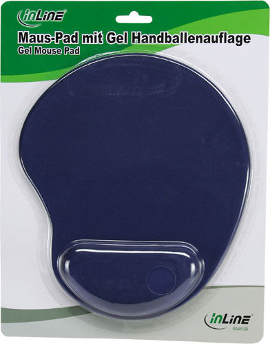 Preview: InLine Maus-Pad mit Gel Handballenauflage 230x205x20mm blau