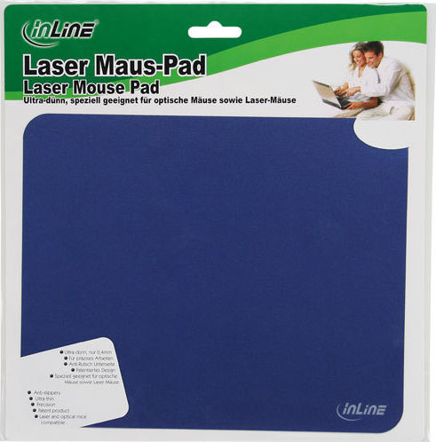 Preview: InLine Maus-Pad Laser ultradünn 220x180x0,4mm blau