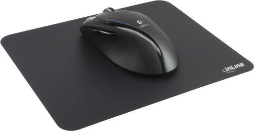 Preview: InLine Maus-Pad antimikrobiell ultradünn 220x180x0,4mm schwarz
