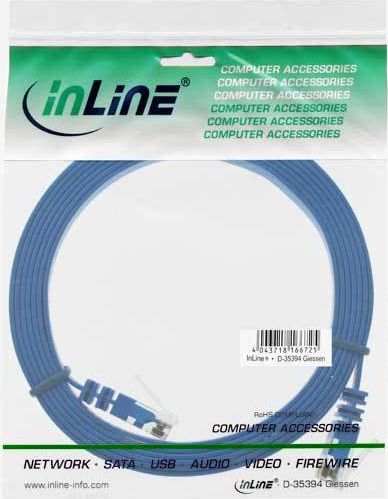 Preview: InLine Patchkabel flach, U/UTP, Cat.6, blau, 0,5m