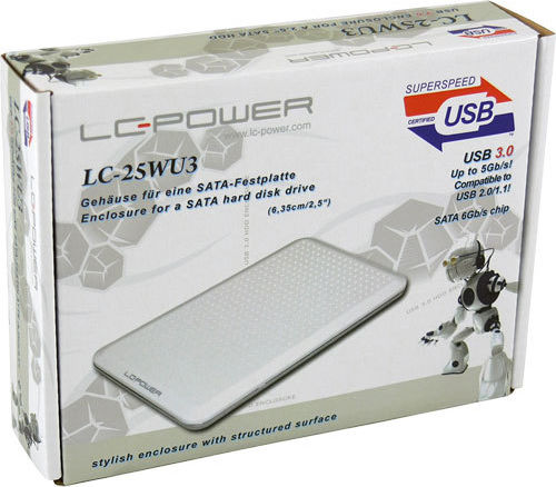 Preview: Gehäuse 6,35cm (2,5"), USB 3.0, LC-Power LC-25WU3, weiß, für SATA HDD & SSD