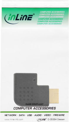 Preview: InLine HDMI Adapter HDMI A St->Bu seitlich rechts gewinkelt vergoldet/schwarz