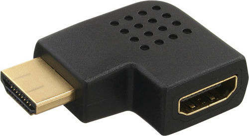 Preview: InLine HDMI Adapter HDMI A St->Bu seitlich rechts gewinkelt vergoldet/schwarz