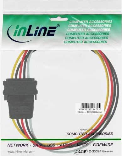 Preview: InLine Strom Verlängerung intern SATA Stecker / Buchse 0,3m