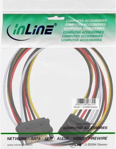 Preview: InLine Strom Verlängerung intern SATA Stecker / Buchse 0,5m
