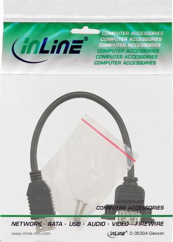 Preview: InLine USB 2.0 Adapterkabel Buchse A auf Einbaubuchse A 0,2m schwarz