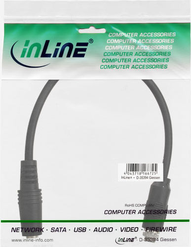Preview: InLine Audio Adapterkabel zum Einbau+Gewinde 3,5mm Stereo Buchse/Buchse 0,2m