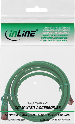 Preview: InLine Patchkabel, S/FTP (PiMf), Cat.6, halogenfrei, grün, 2m