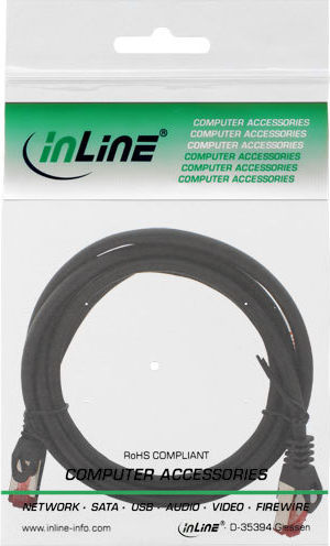Preview: InLine Patchkabel, S/FTP (PiMf), Cat.6, halogenfrei, schwarz, 3m