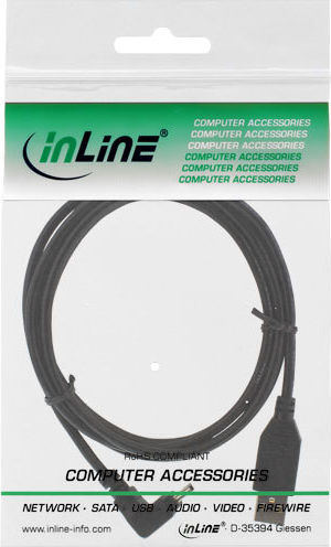 Preview: InLine USB 2.0 Mini-Kabel A an Mini-B Stecker 5pol. oben abgewinkelt 90° 2m
