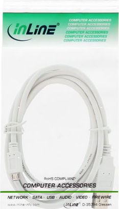 Preview: InLine Micro-USB 2.0 Kabel USB-A Stecker an Micro-B Stecker weiß 5m