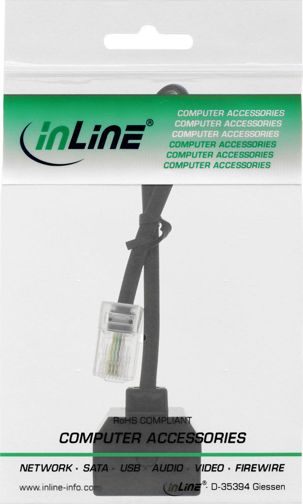 Preview: InLine ISDN Verteiler 1xRJ45 St an 2xRJ45 Bu o. Endwiderstände 4pol belegt(8P4C)