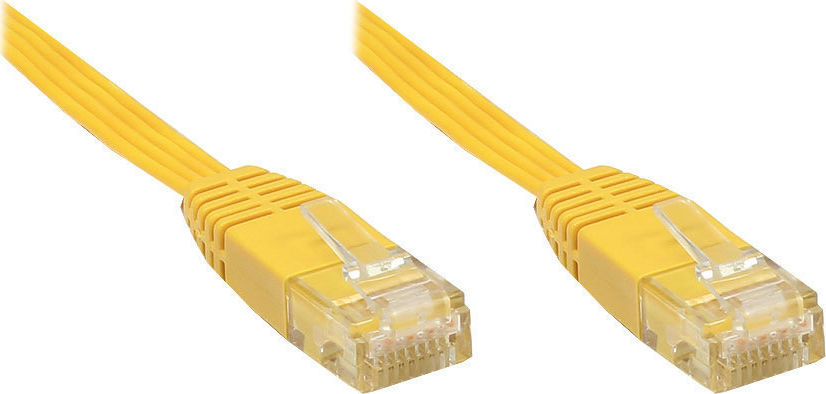 Preview: Patchkabel, Cat. 6, U/UTP, FLACHKABEL, gelb, 1m, Good Connections