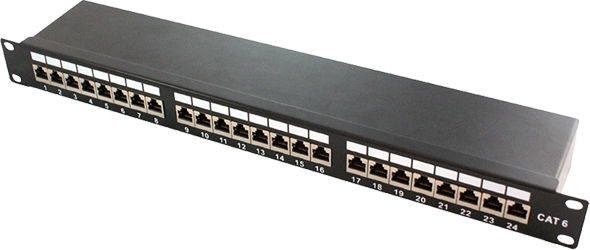 Preview: Patchpanel 24-fach, Cat. 6A, 19", geschirmt, schwarz, LogiLink® [NP0061]