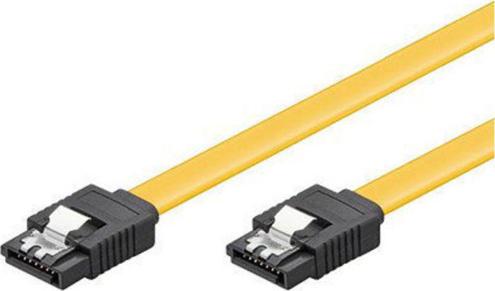 Preview: SATA 6 Gb/s Anschlusskabel mit Metallclip, 0,50m, gelb, GCT